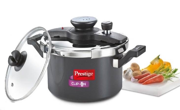 Prestige Svachh Clip-on 5 Litre Hard Anodised Pressure Cooker, Black