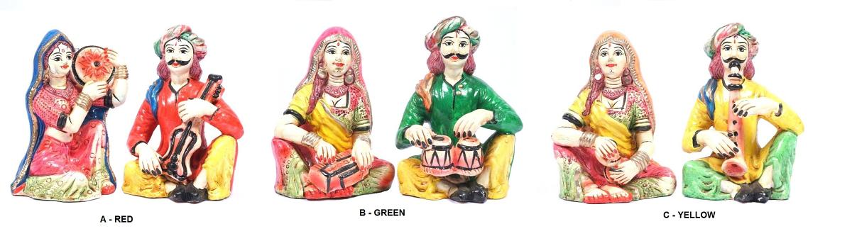 Handmade Clay Rajasthani Music Couple Big Navarathri Golu Doll  