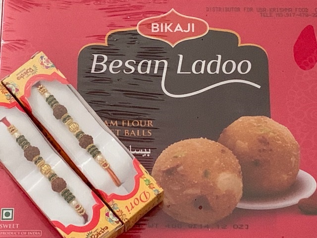 Rakhi Mithai Combo - 2 Rakhi & Besan Ladoo (400g) Gift Hamper Rakhi Mithai Combo - 2 Rakhi & Besan Ladoo (400g) Gift Hamper