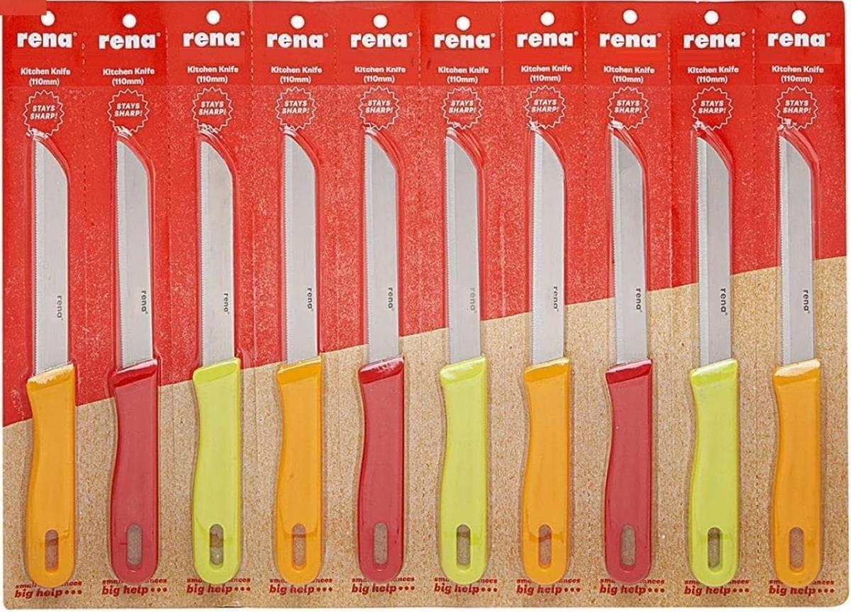 Rena germany Serrated Stainless Steel Blister Card Knife Set, 90mm, 10-Pc