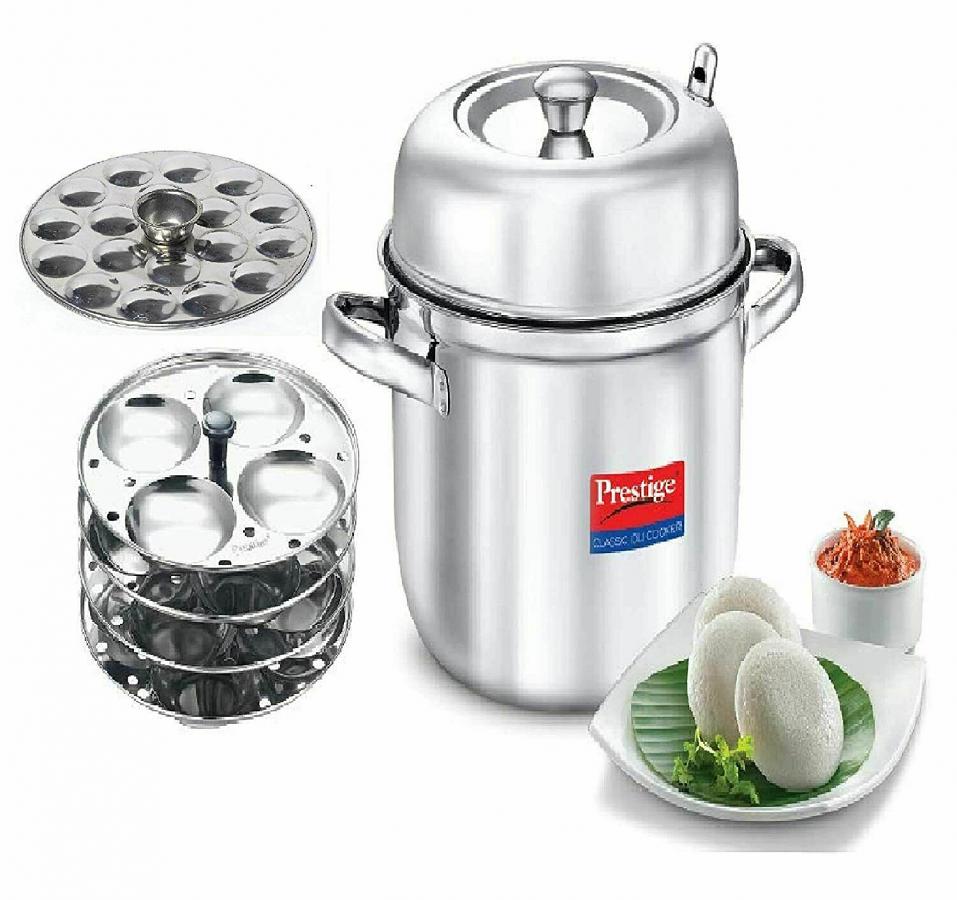 Prestige Classic Stainless Steel Idli Cooker 6 Plates (Mini & regular