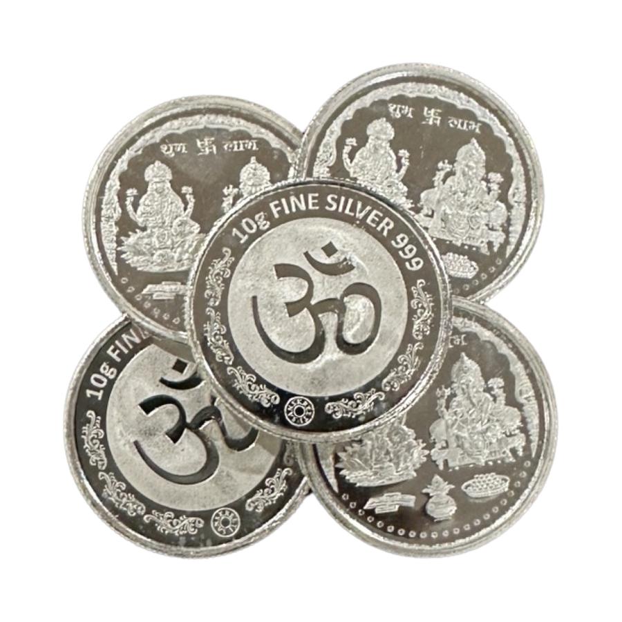 Ganesha Lakshmi / Laxmi Pure Silver (999) 10 Gram Coin (Pack of 5 Coins) Ganesha Lakshmi / Laxmi Pure Silver (999) 10 Gram Coin (Pack of 5 Coins)