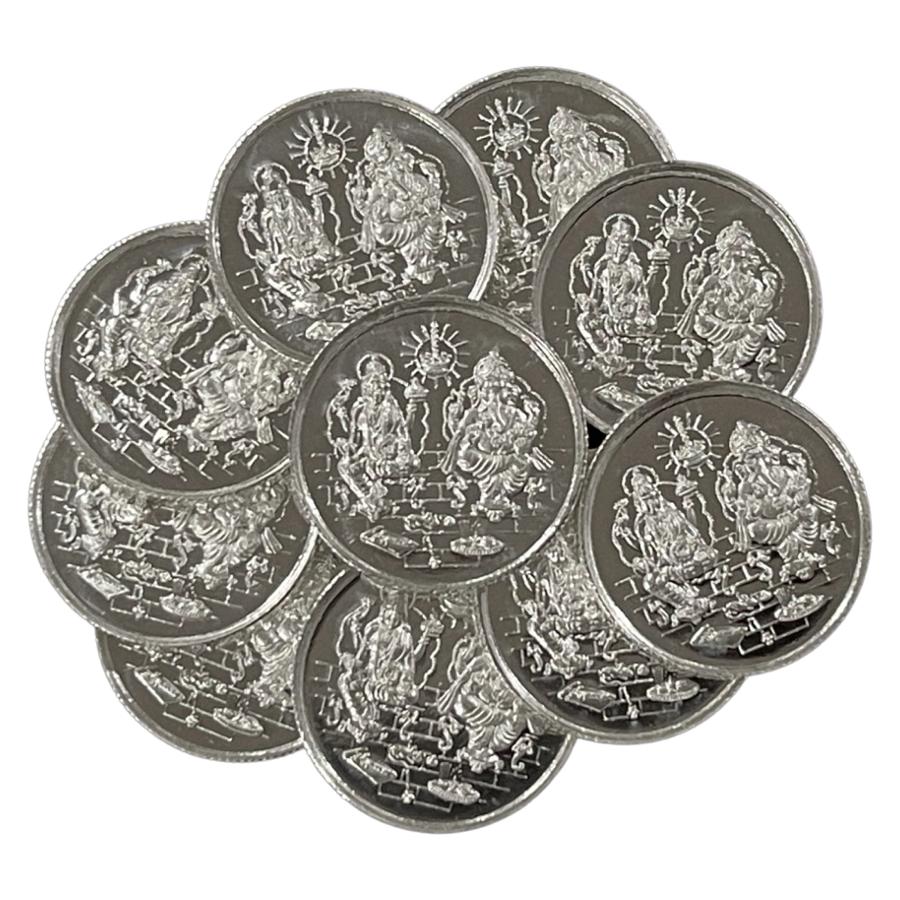 Ganesha Lakshmi Pure Silver (999) 5 Gram Coin ((Pack of 10 Coins)) Ganesha Lakshmi Pure Silver (999) 5 Gram Coin ((Pack of 10 Coins))
