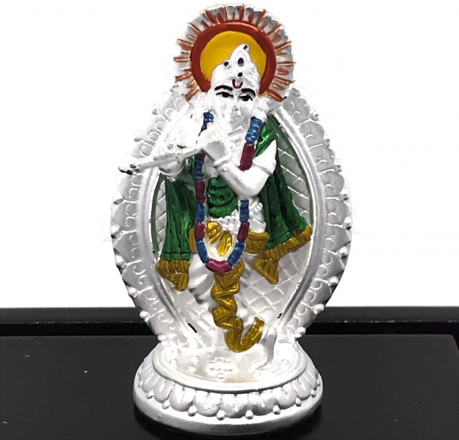 Carved Design 999 Krishna Pure Silver (99.5%) Idol/Statue/Murti (#07) Carved Design 999 Krishna Pure Silver (99.5%) Idol/Statue/Murti (#07)