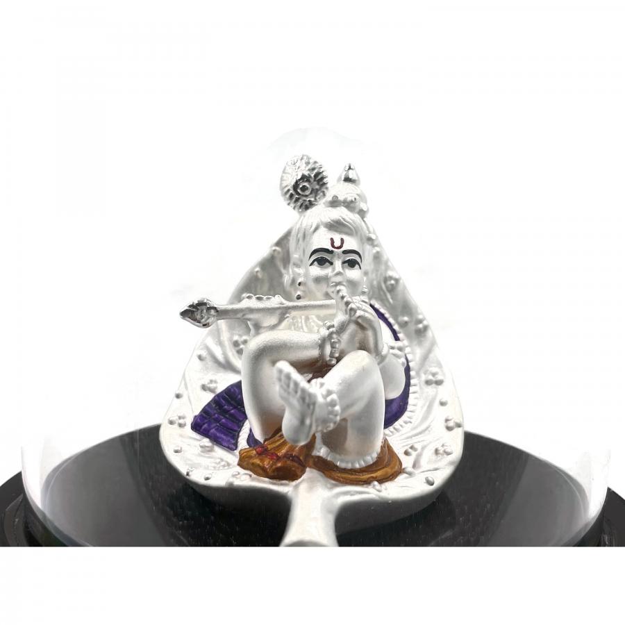 Carved Design 999 Krishna Pure Silver (99.5%) Idol/Statue/Murti (#01)