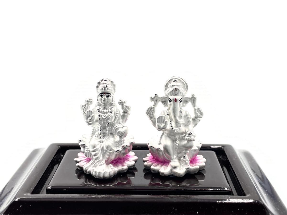 Pure Silver Ganesh & Lakshmi Murti for Home / Gift (#16)