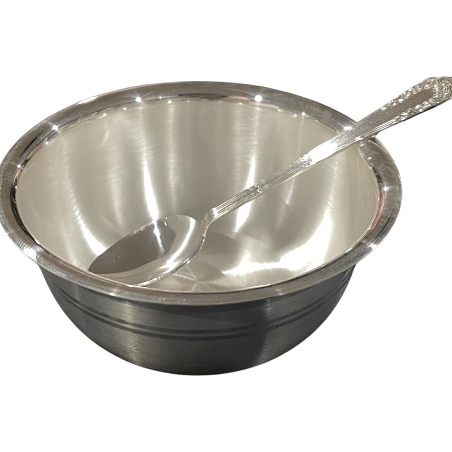 999 Pure Silver Hallmarked 5.0 inch BIG Heavy Bowl & Spoon Set - 5.0-inch 999 Pure Silver Hallmarked 5.0 inch BIG Heavy Bowl & Spoon Set - 5.0-inch