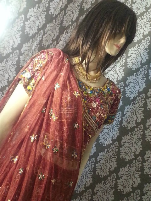 SOLD- Heavy Embroidered Red Maroon Lehenga- SOLD