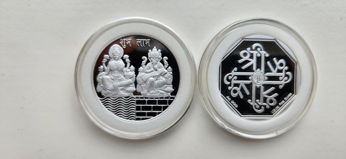 Lakshmi Ganesh Pure Silver Coins (.5 Ounce)