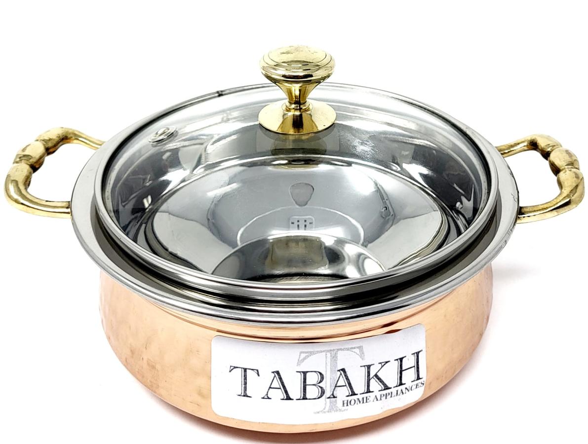 Tabakh Copper Stainless Steel Hammered Finish Handi Capacity-525 ML Tabakh Copper Stainless Steel Hammered Finish Handi Capacity-525 ML
