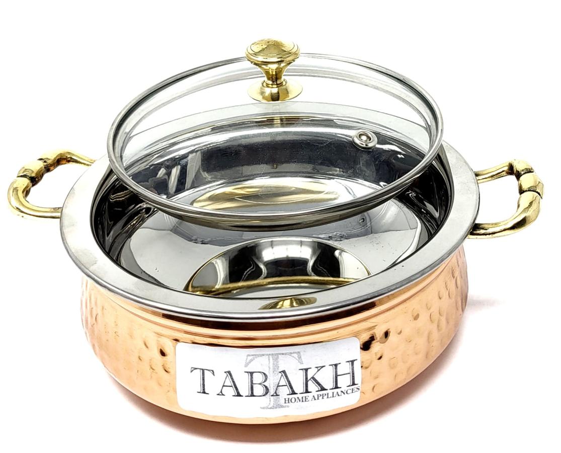 Tabakh Copper Stainless Steel Hammered Finish Handi Capacity-2000 ML