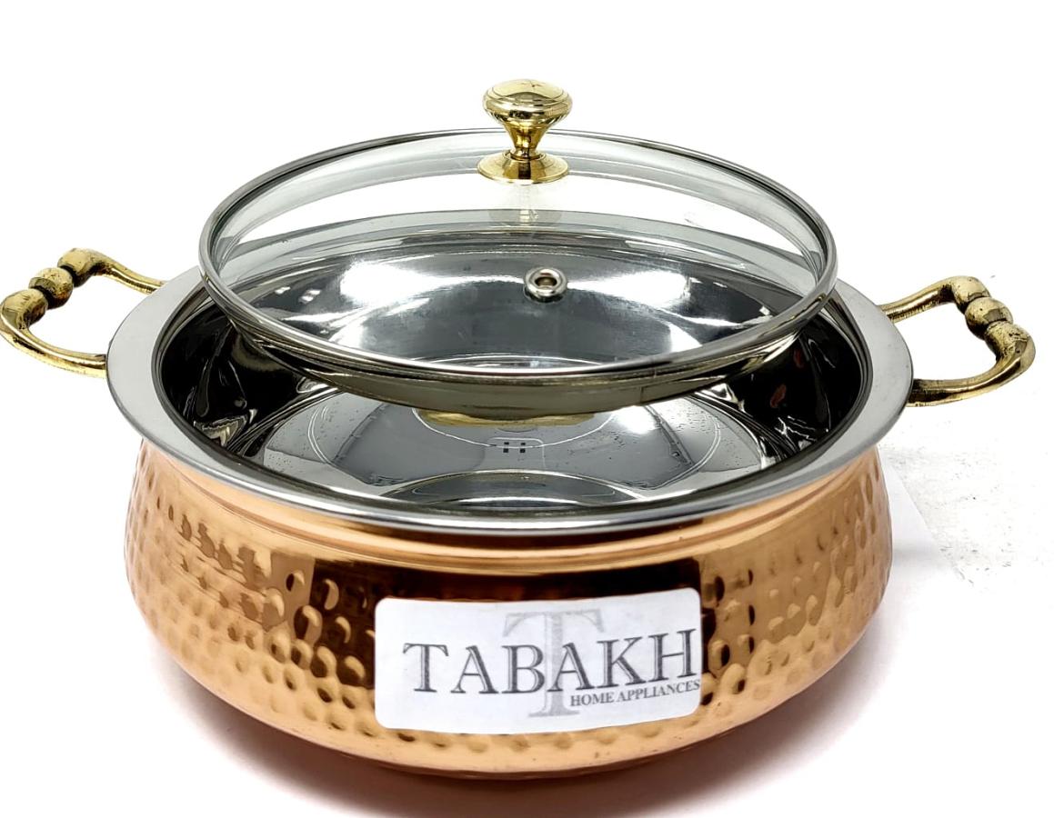Tabakh Copper Stainless Steel Hammered Finish Handi Capacity-1500 ML Tabakh Copper Stainless Steel Hammered Finish Handi Capacity-1500 ML