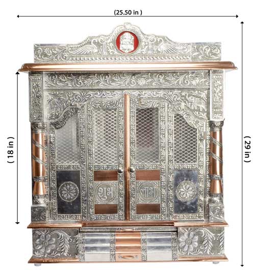 Home Mandir Hindu Pooja Temple with Steps 26" X 13" X 29"