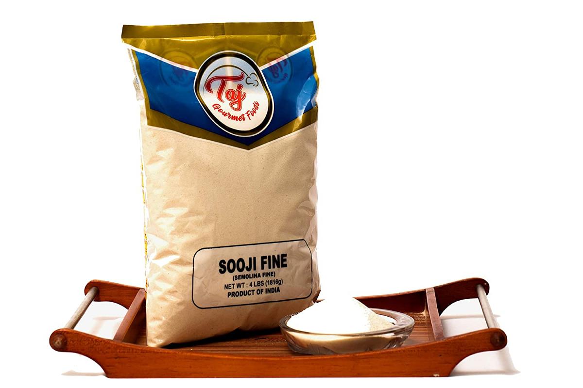 TAJ Premium Indian Sooji Fine Flour, Farina Suji Rava, 4-Pounds