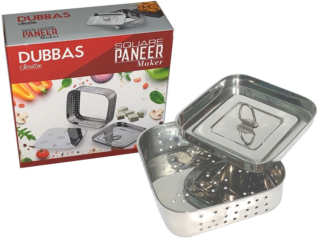 Square Paneer Maker, 5.25" Stainless Steel Indian Paneer/Tofu Mould Press Square Paneer Maker, 5.25" Stainless Steel Indian Paneer/Tofu Mould Press