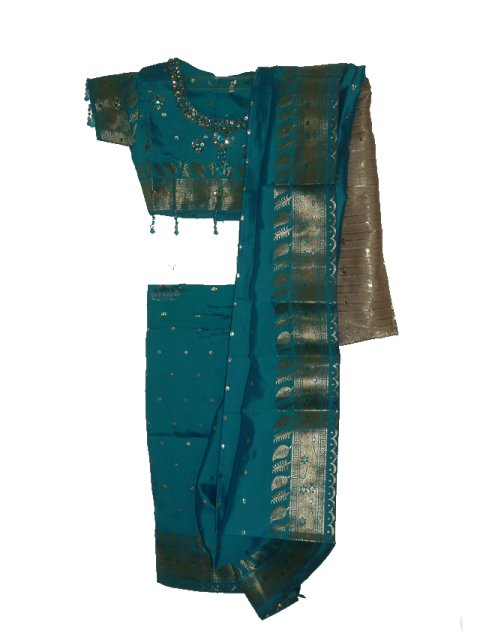 Easy To Wear Pretty Blue Silk Indian Saree For Kids