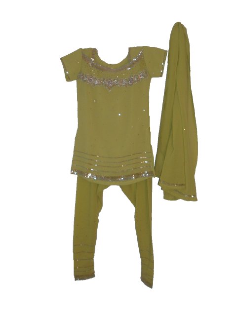 Churidar Kurta In Lime-green With Silver Zari Work - 3 to 4 Year Girls Churidar Kurta In Lime-green With Silver Zari Work - 3 to 4 Year Girls