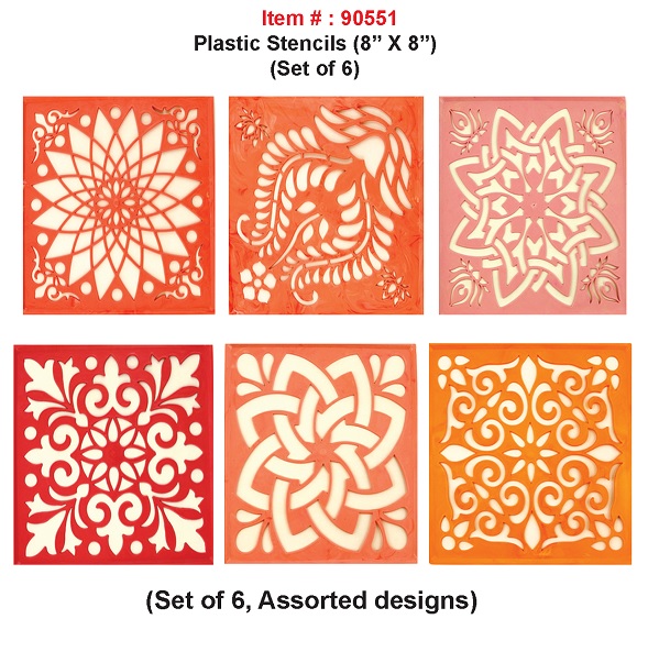 Rangoli Stencils For Festival Decoration 8"X8", 6 Traditional Design Rangoli Stencils For Festival Decoration 8"X8", 6 Traditional Design