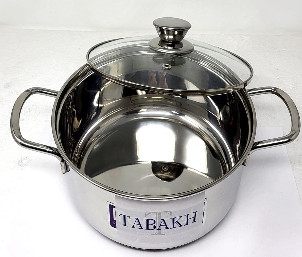 Tabakh Stainless Steel Casserole With Glass Lid 16cm