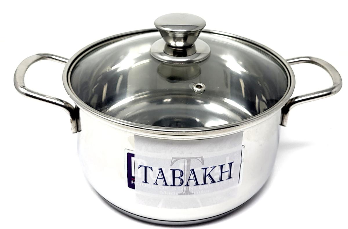 Tabakh Stainless Steel Casserole With Glass Lid 22cm