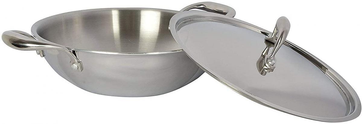 Tabakh Stainless Steel Platinum Kadai 24cm Silver