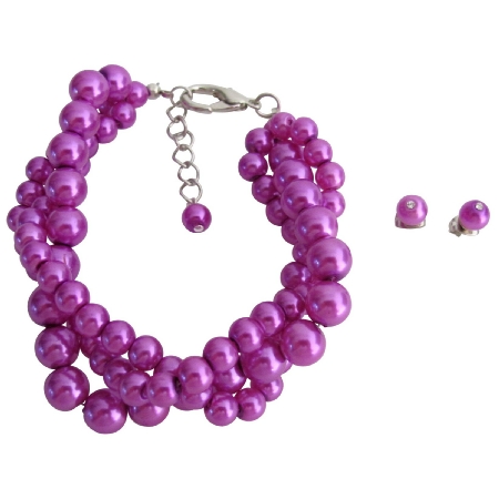 Handmade Purple Bracelet Stud Earrings Gift Beautiful Purple Jewelry Handmade Purple Bracelet Stud Earrings Gift Beautiful Purple Jewelry