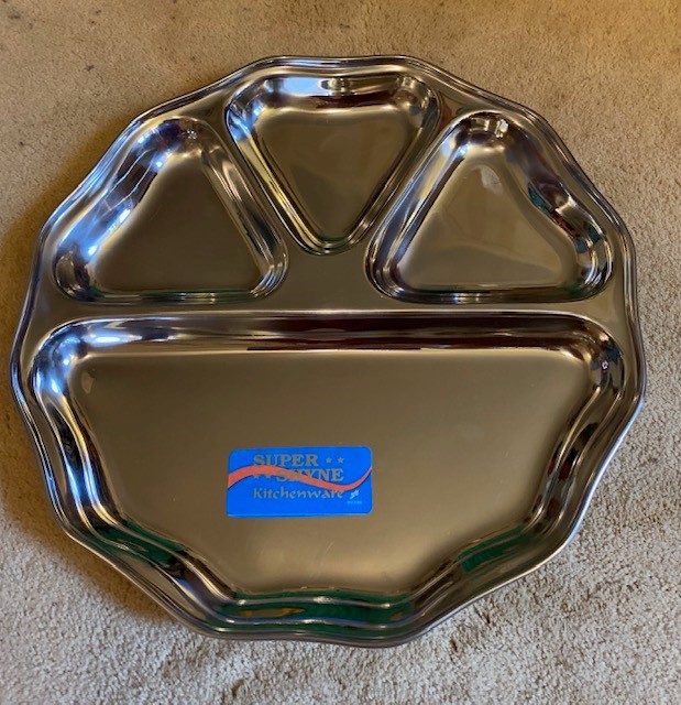 Octagon Stainless Steel Thali / Plate / Tray w/ 4 Sections 11"