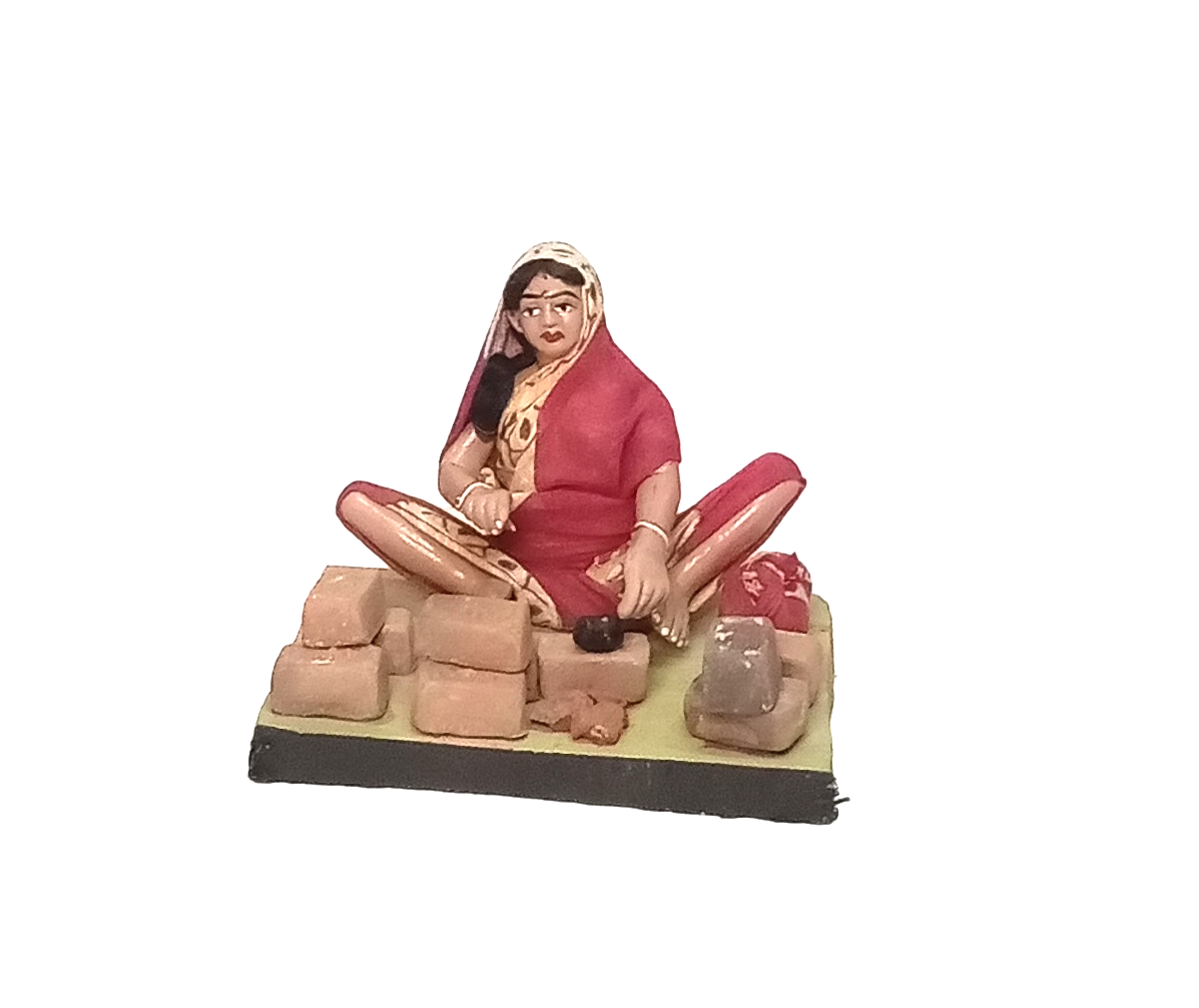 Handmade Artistic Clay Sitting Vendor Navarathri Golu Doll Statue Handmade Artistic Clay Sitting Vendor Navarathri Golu Doll Statue