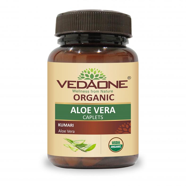 Vedaone Organic Aloe Vera 60 Caplets For Bladder Pain, Vegan 35090