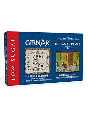Girnar Instant Tea/Chai Premix Low Sugar Variety Pack 15 Sachets Girnar Instant Tea/Chai Premix Low Sugar Variety Pack 15 Sachets