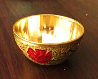 Golden Brass Ethnic Meenakari Small Vati (Bowl)