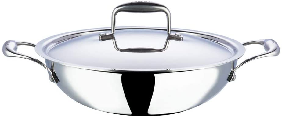 Vinod Platinum Triply Stainless Steel Extra Deep Kadai W Lid -20cm 1.5 Ltrs Vinod Platinum Triply Stainless Steel Extra Deep Kadai W Lid -20cm 1.5 Ltrs