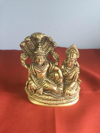 Brass Made Lakshmi Vishnu Seated On Sheshnag Statue