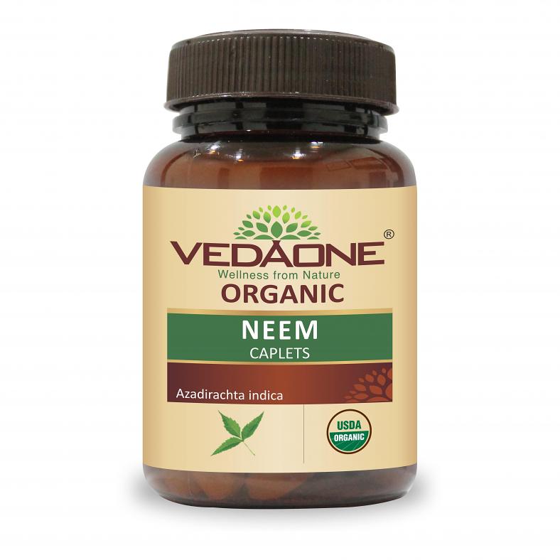 Vedaone Organic Neem 60 Caplets For Mild Acne & Healthy Skin 35095