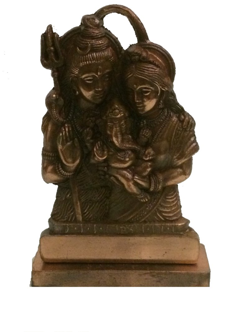 Shiv Pariwar - Shankar, Parvati & Ganesha Copper Sculpture