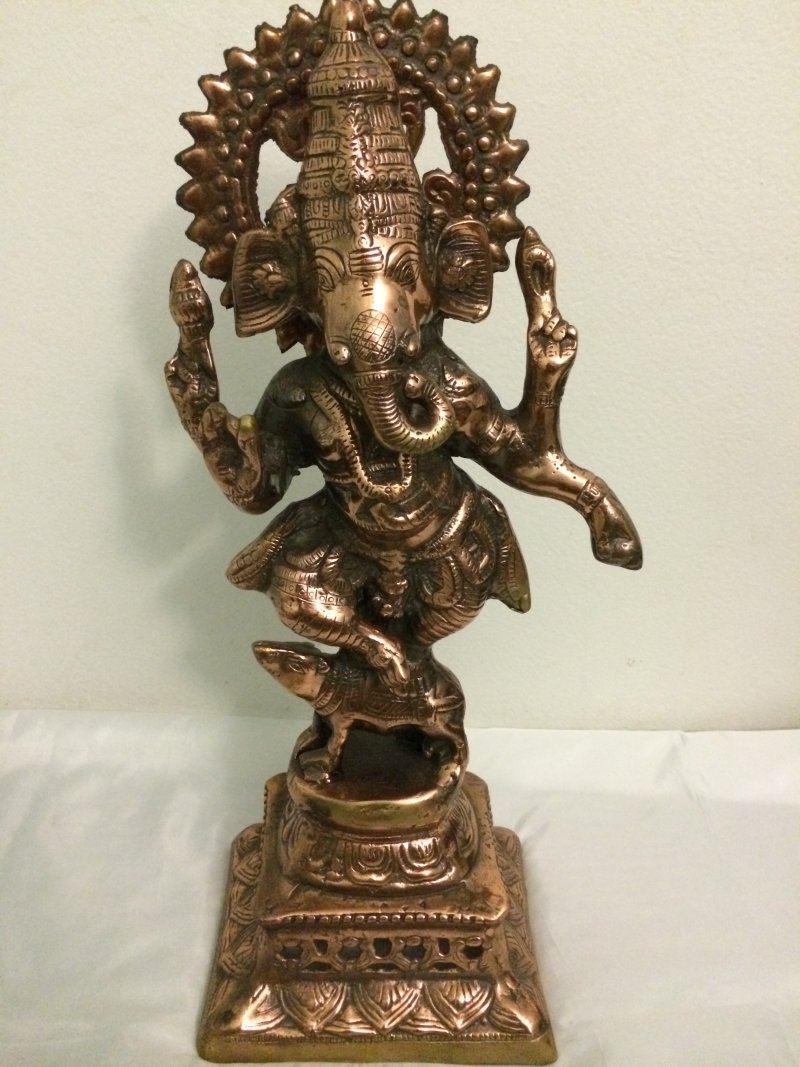 Large Bronze Metal Standing Lord Ganesha Statue 20"