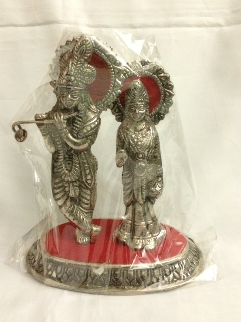 Antique Radha Krishna Cast Metal Statue