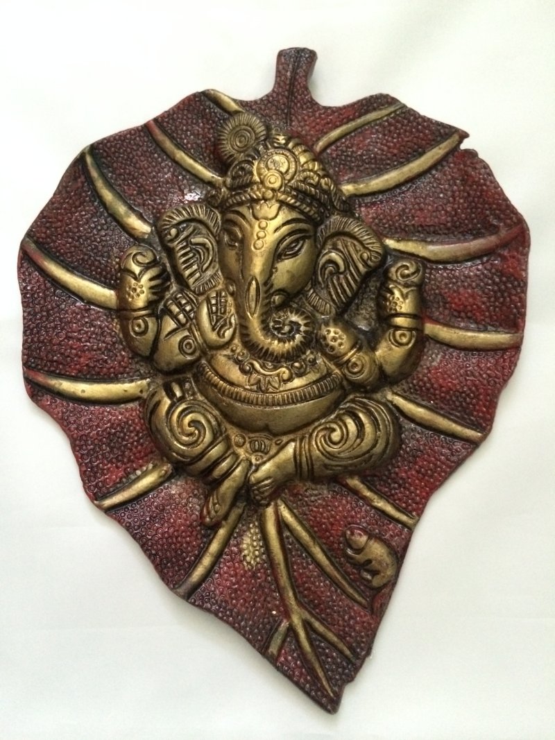 Antique Gold Color Ganesha Wall Hanging Statue