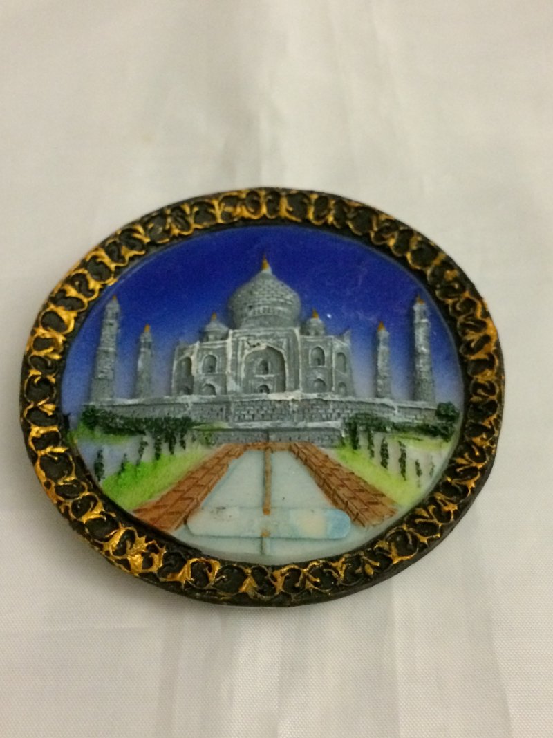 Taj Mahal Round Blue Fridge Magnet