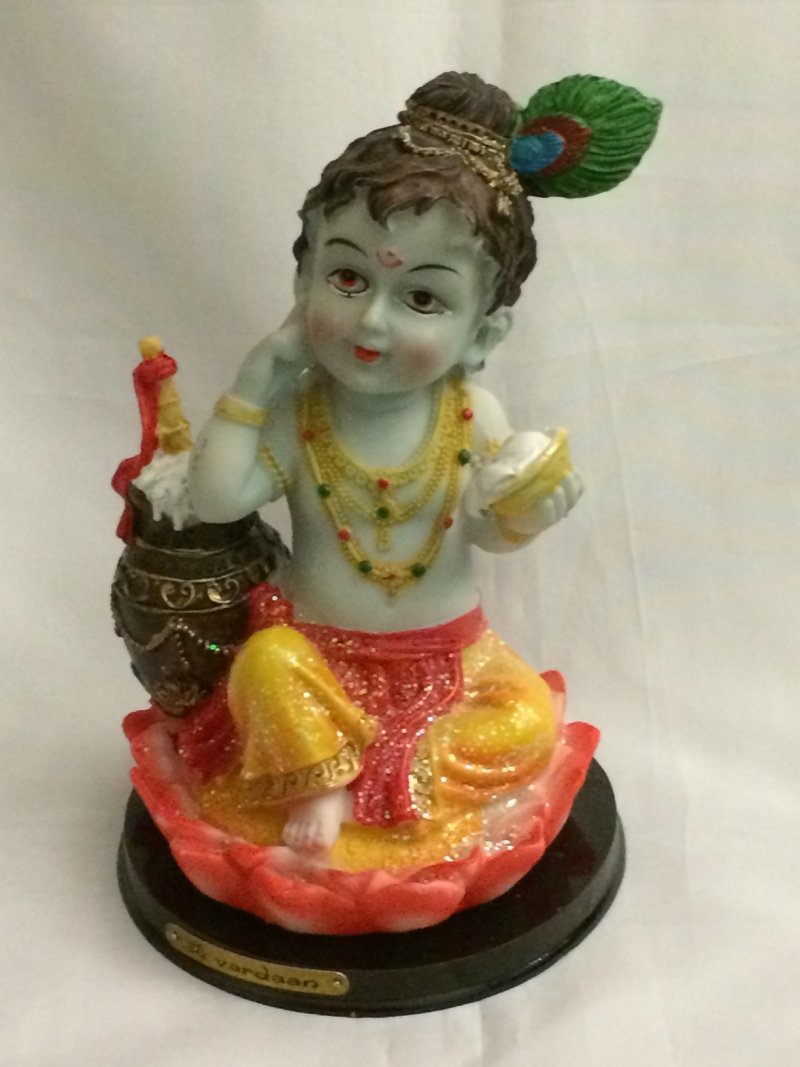 Hindu God Lord Bal Krishna Kanha Laddu Gopal Sculpture Idol Statue Figurine 