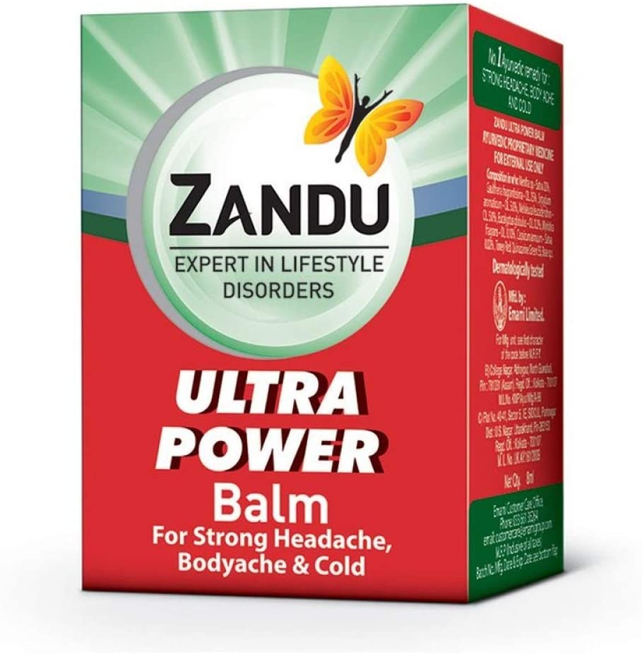 Emami Limited Zandu Balm Ultra Power - 8 Ml Ayurvedic Remedy For Strong Headache, Body Ache, Cold