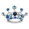 Vintage Crown Brooch Crystals Lite & Dark Blue Crown Brooch 