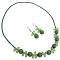 Teardrop Fancy Lite And Dark Green Beads Necklace Earrings Set