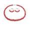 Girls Necklace Set Red Orange Beads Hoop Earrings Flower Girl Jewelry 