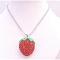 Strawberry Pendant Fully Embedded & Studded w/ Red Crystals Necklace 