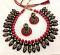Red & Black Terracotta Choker Grand Set /w Jhumka