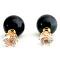 Double Sided Round CZ Cut with Black Pearl Earring Double Sided Round CZ Cut with Black Pearl Earring
