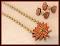 Lotus Terracotta Necklace Set in Orange & Gold \w Jhumkas Lotus Terracotta Necklace Set in Orange & Gold \w Jhumkas