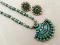 Trendy Terracotta Set in Dark Green & Gold with Big Studs