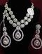 Silver Crystal Polki Set \w Necklace, Long Earrings Silver Crystal Polki Set \w Necklace, Long Earrings